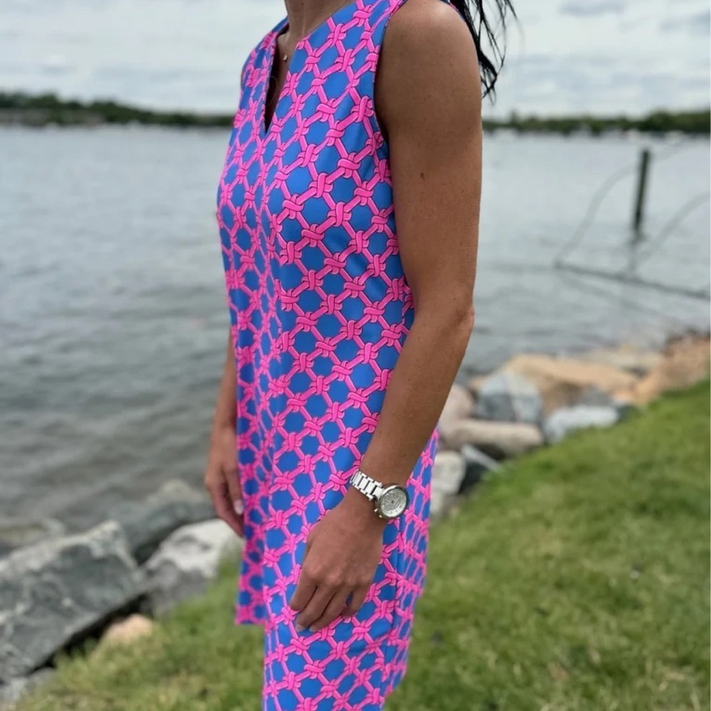 Anthony’s resortwear Pink and Blue Geometric Women's Dress Size M